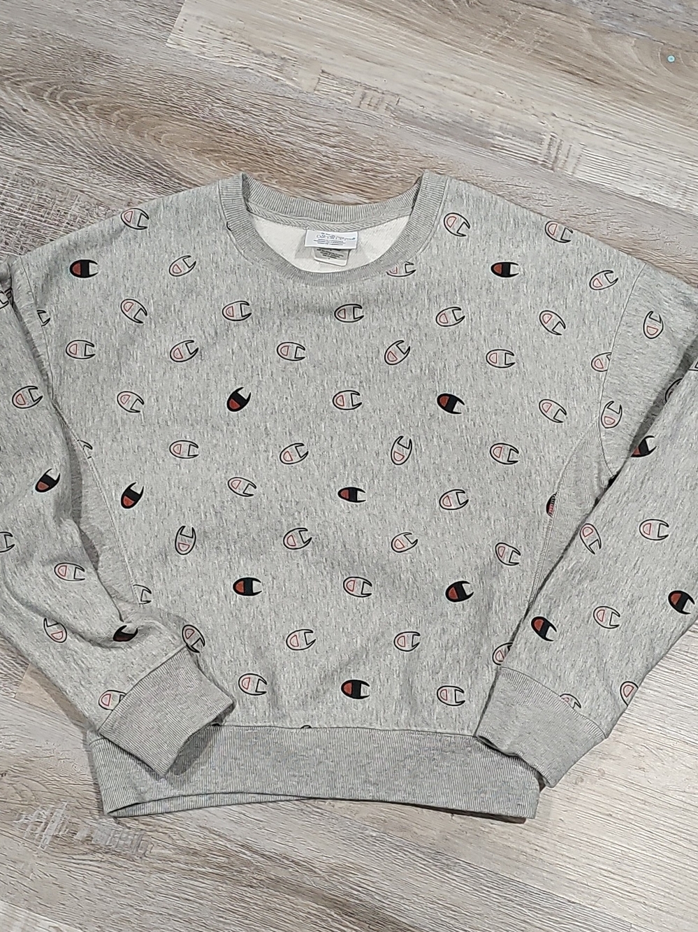 Champion Reverse Weave Logo Print Crewneck Gray Small Like New